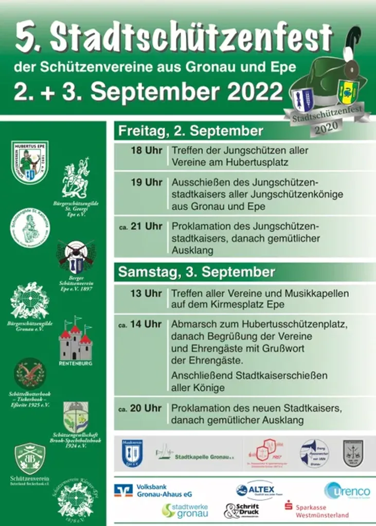 Plakat zum Stadtschützenfest 2022