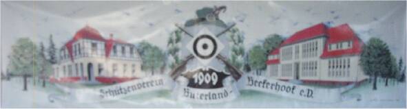 Das Thronbild, das im Festzelt über dem Thron angebracht ist, wurde im Jahr 1990 von Erich Zgodda gestaltet und Zeigt das alte Jägerhaus sowie die Buterlandschule.