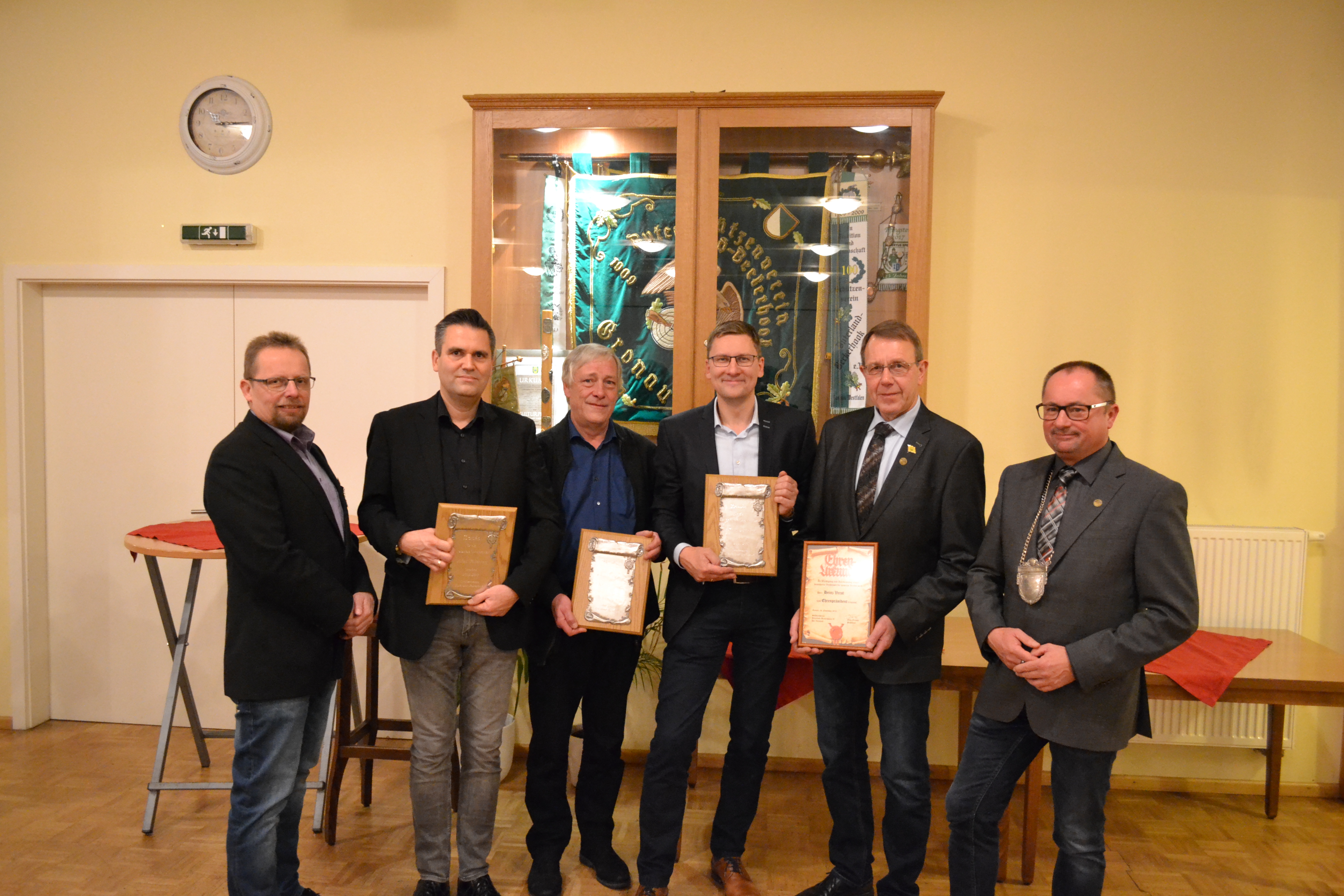 v.l.n.r Michael Terhalle, Albert Falkenberg, Berthold Vöcking, Klaus Lüttikhuis, Heinz Verst, Jörg Frieske